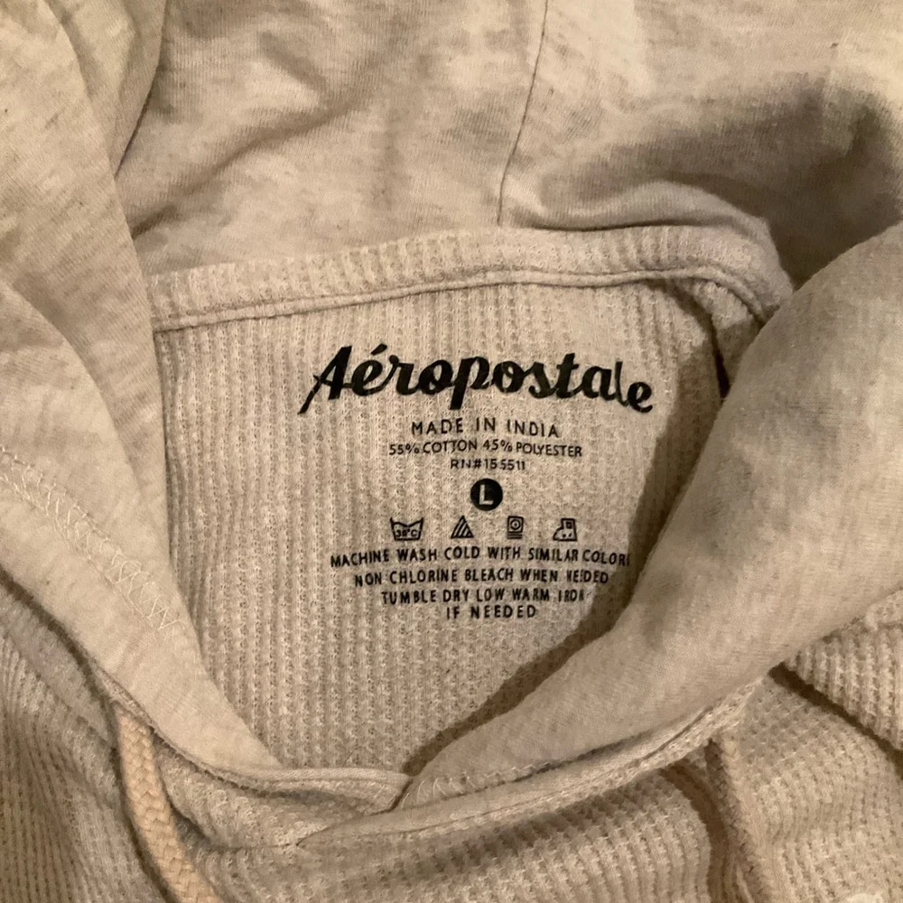 Aeropostale Beige Waffle Knit Thermal Hoodie Large Tunic
